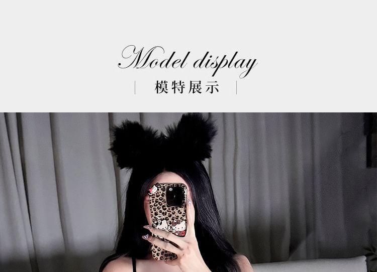 Bow Mesh Teddy / Stockings / Bow Garter / Set Product Image