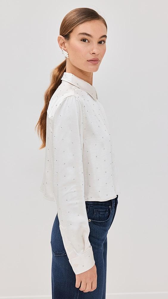 Good American Crystal Cropped Satin Shirt | Shopbop Product Image