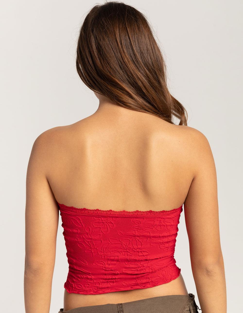 FULL TILT Seamless Lace Trim Textured Womens Tube Top Product Image