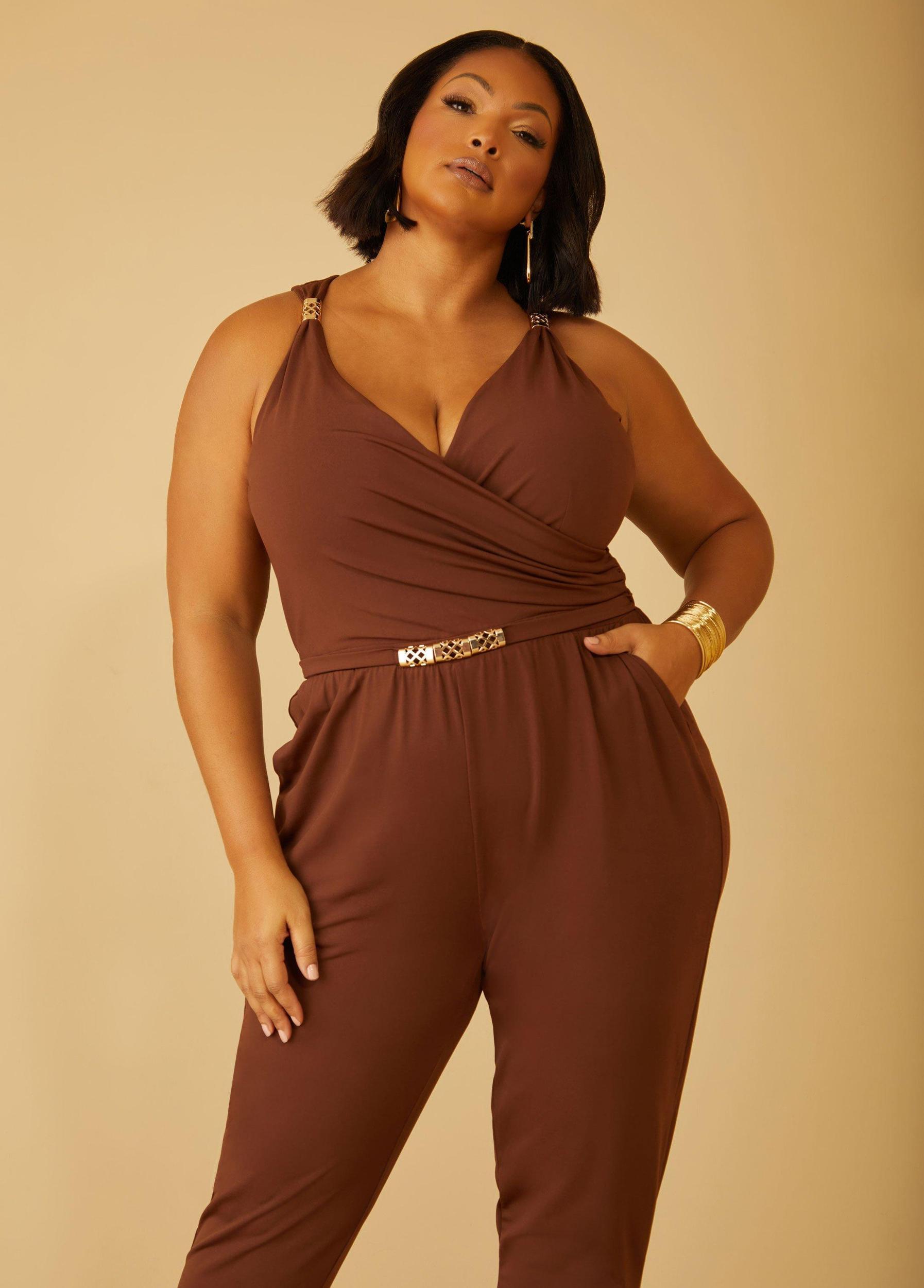 Embellished Faux Wrap Jumpsuit Product Image