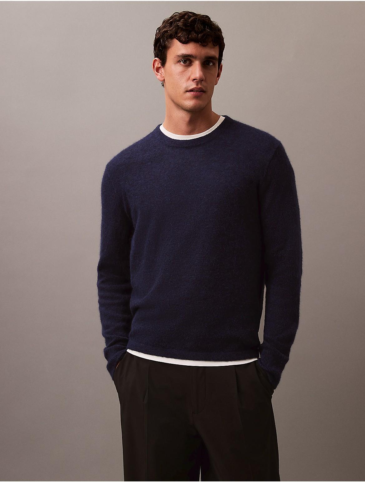 Calvin Klein Men's Refined Alpaca Wool Blend Knit Sweater - Grey - XS Product Image