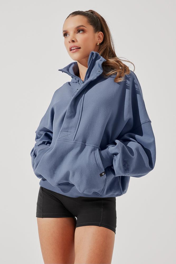 Ooey Gooey Half Zip Sweater - Turquoise Product Image