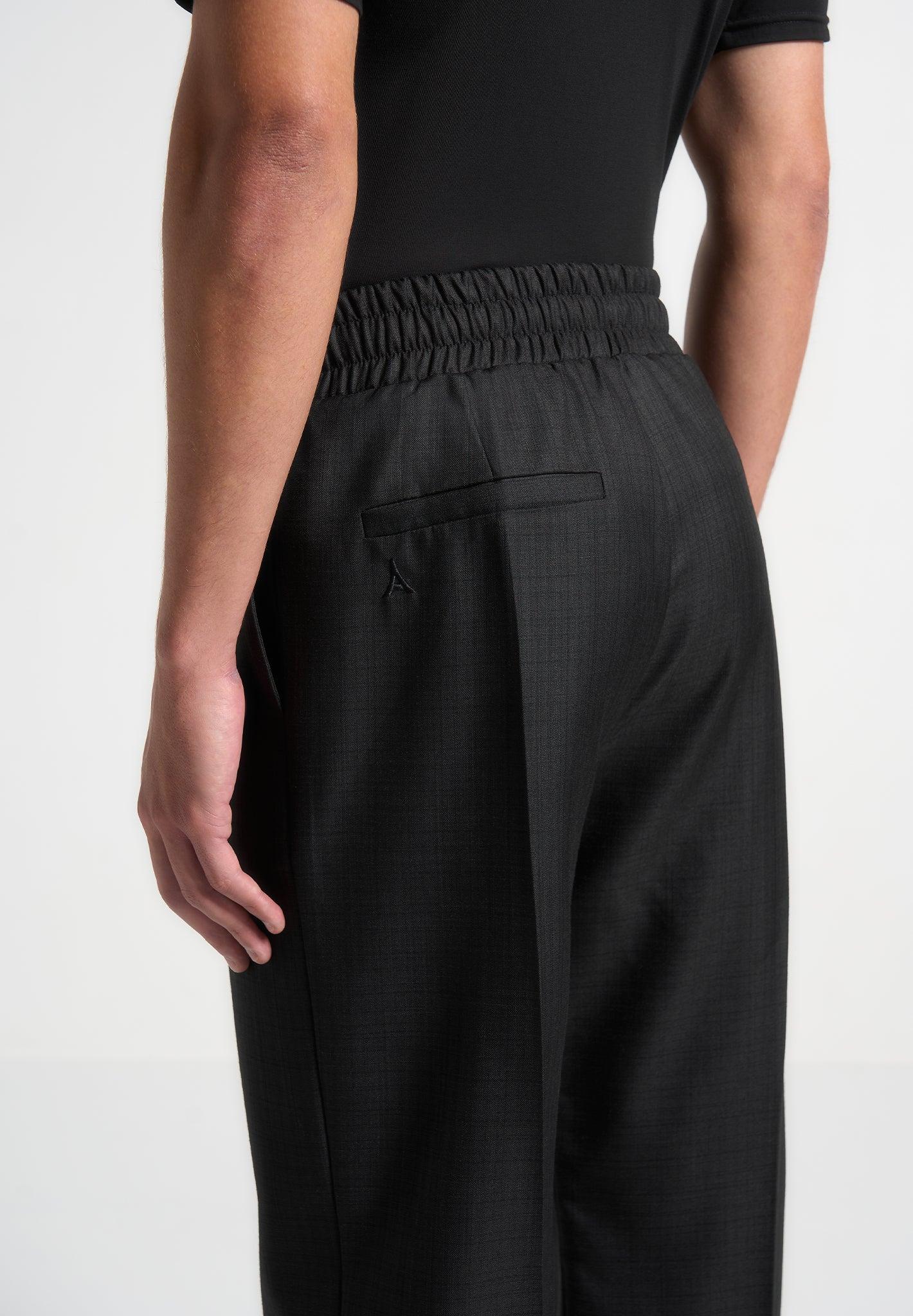 Elasticated Tailored Crease Trousers - Black Male Product Image