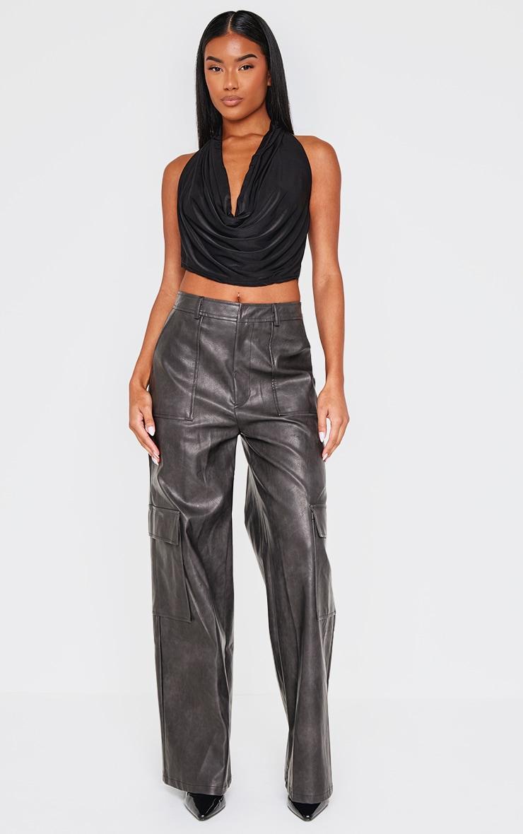 Black Slinky Halter Neck Top Product Image