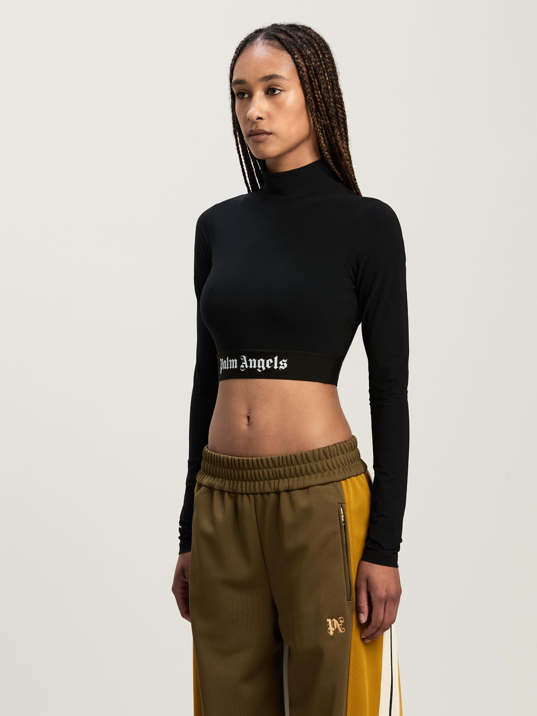 Sport cropped mock top with logo band Product Image