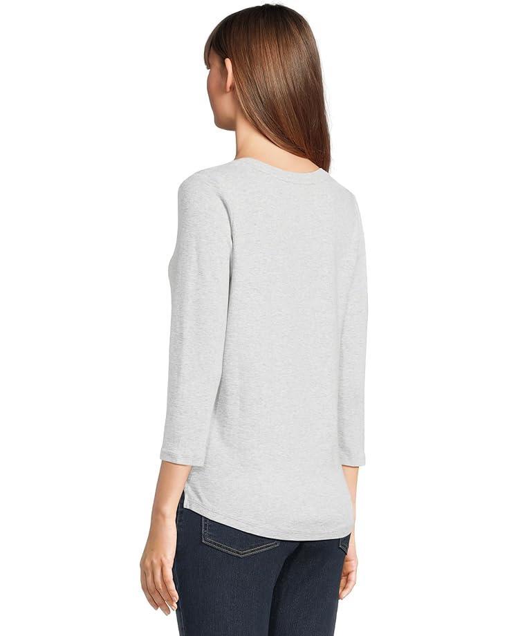 3/4 Sleeve V-Neck Tee with Curved Hem Product Image