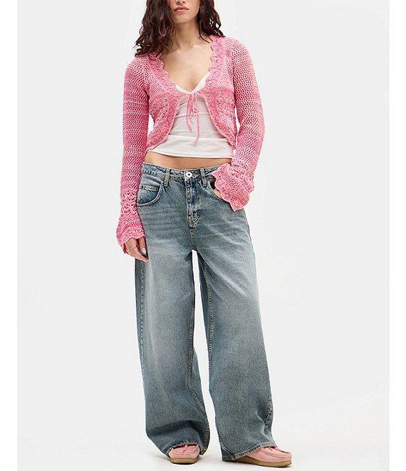BDG Urban Outfitters Tie Front Long Sleeve Crocheted Cardigan Product Image