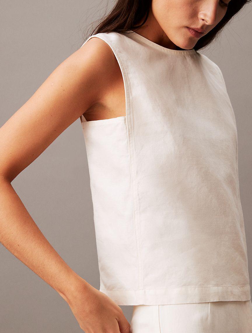 Calvin Klein Women's Linen Blend Midi Skirt - White - 33 Product Image