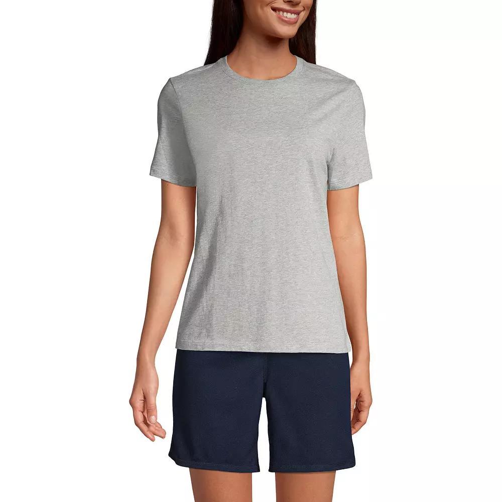 Women's Lands' End Short Sleeve Essential Tee, Size: Medium, Gray Grey Product Image