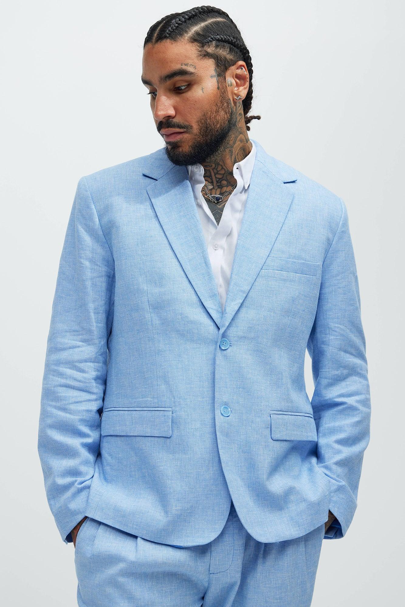 Bahamas Linen Suit Jacket - Ice Blue Product Image