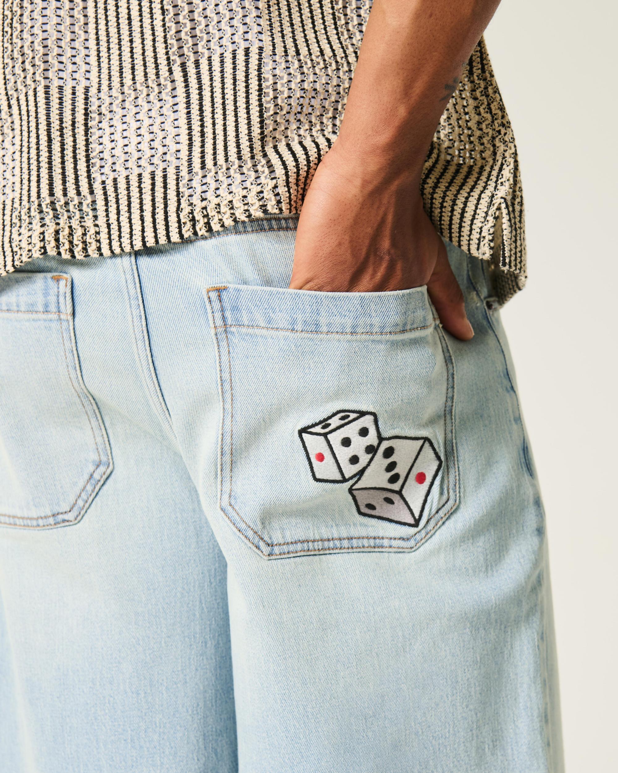 Below-the-Knee Washed Black Super Baggy Denim Shorts Product Image