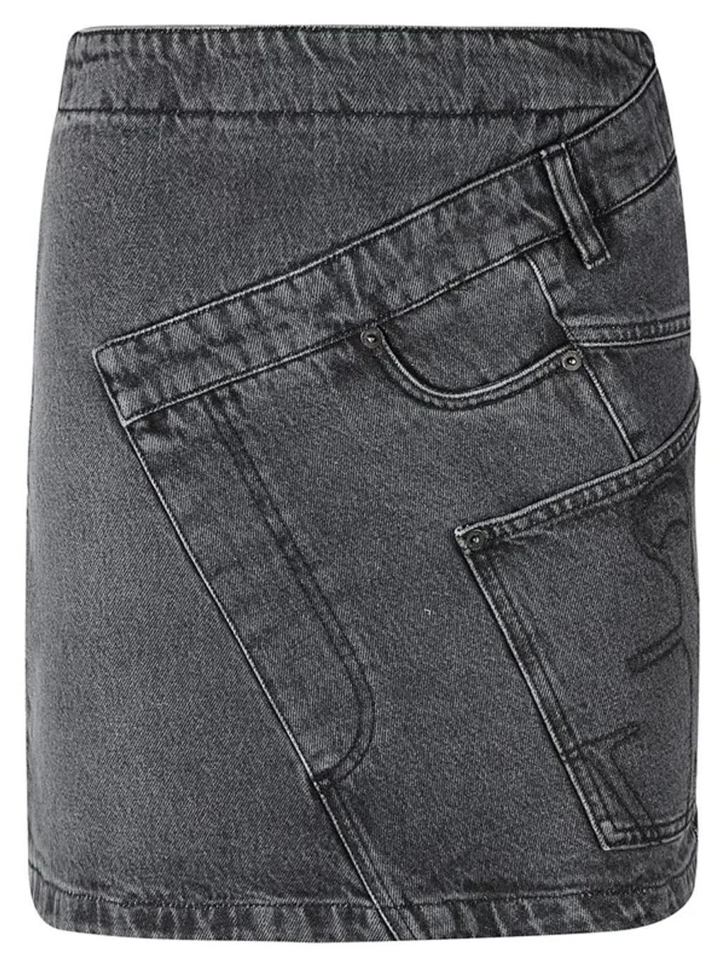 JW ANDERSON Twisted Denim Mini Skirt In Grey Product Image