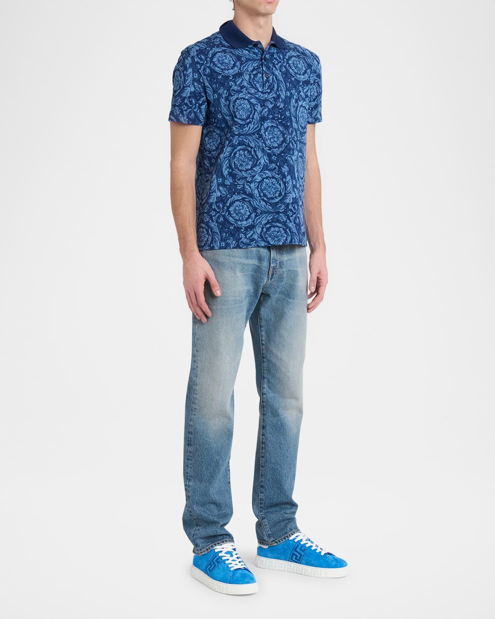 Men's La Greca Greek Key Suede Low-Top Sneakers Product Image