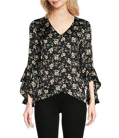 Vince Camuto V-Neck Blouse w/ Double Layer (Rich ) Women's Clothing Product Image