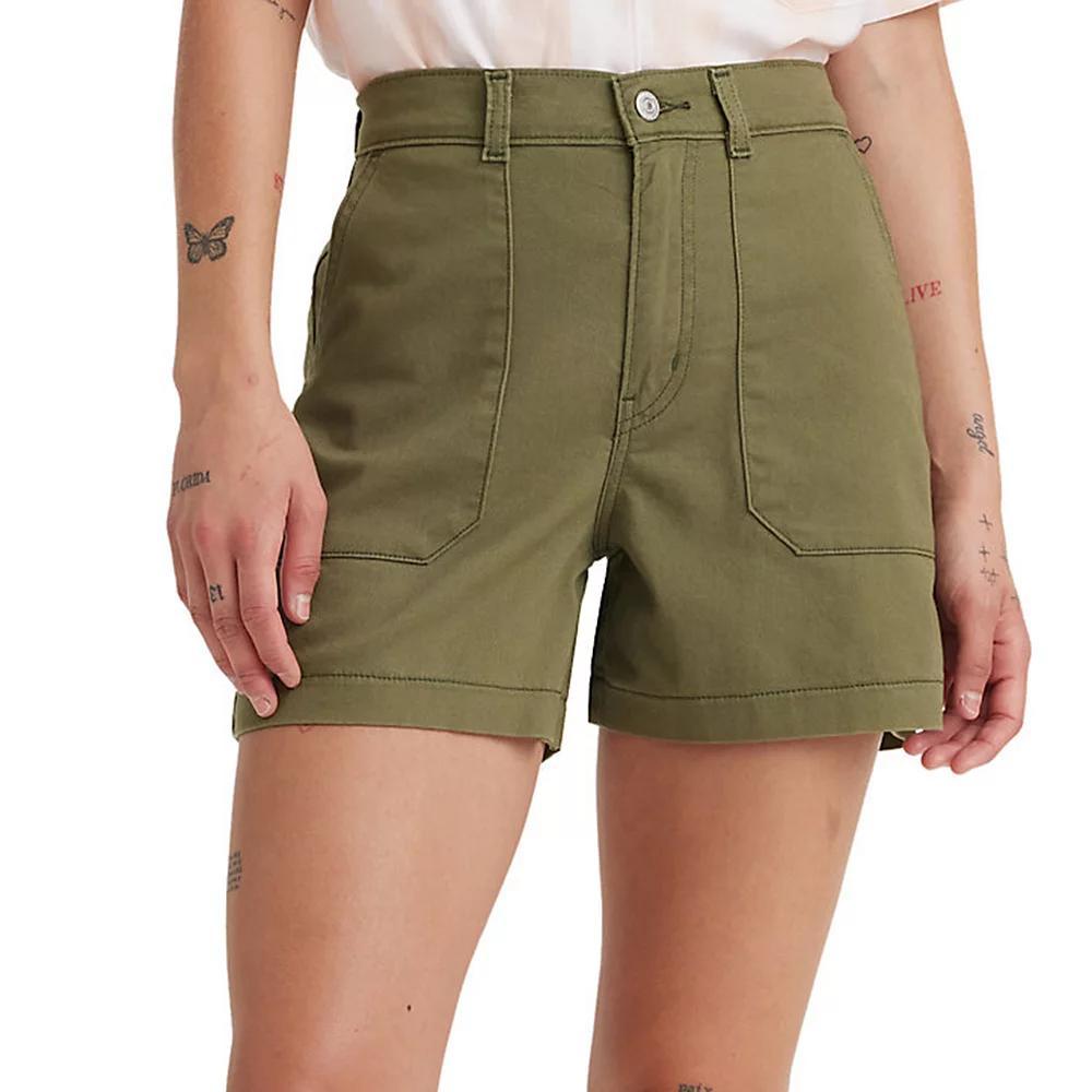 Womens Levis Slim Twill Midrise Utility Shorts Olive Black Product Image