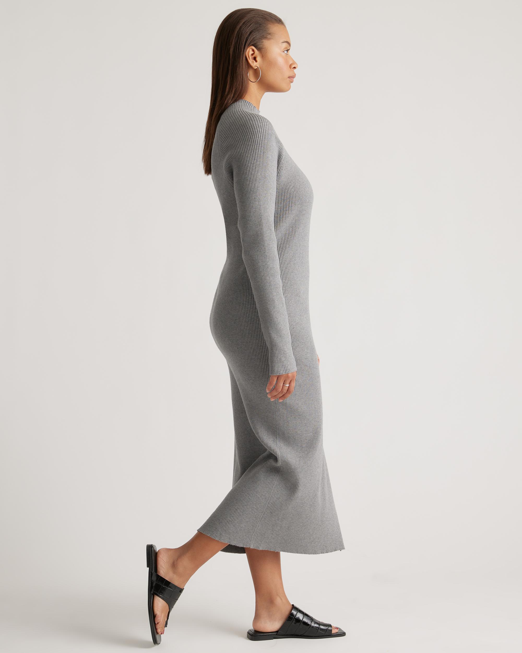 Quince | Women's Eco-Knit Ribbed Mock Neck Sweater Dress Size XS, Viscose Product Image