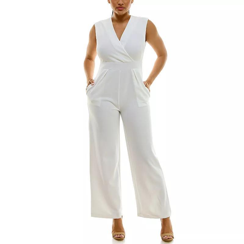 Women's Nina Leonard Surplice Jumpsuit, Size: Small, Blue Product Image