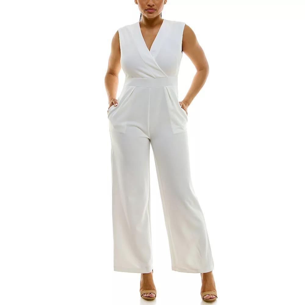 Women's Nina Leonard Surplice Jumpsuit, Size: Small, Blue Product Image