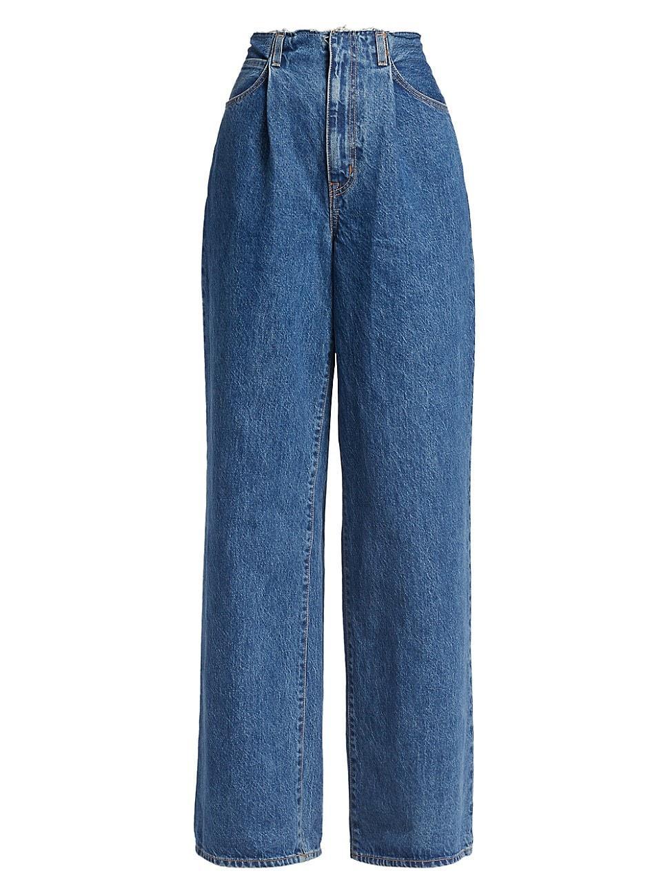 Womens Taylor High-Rise Pleated Wide-Leg Jeans Product Image