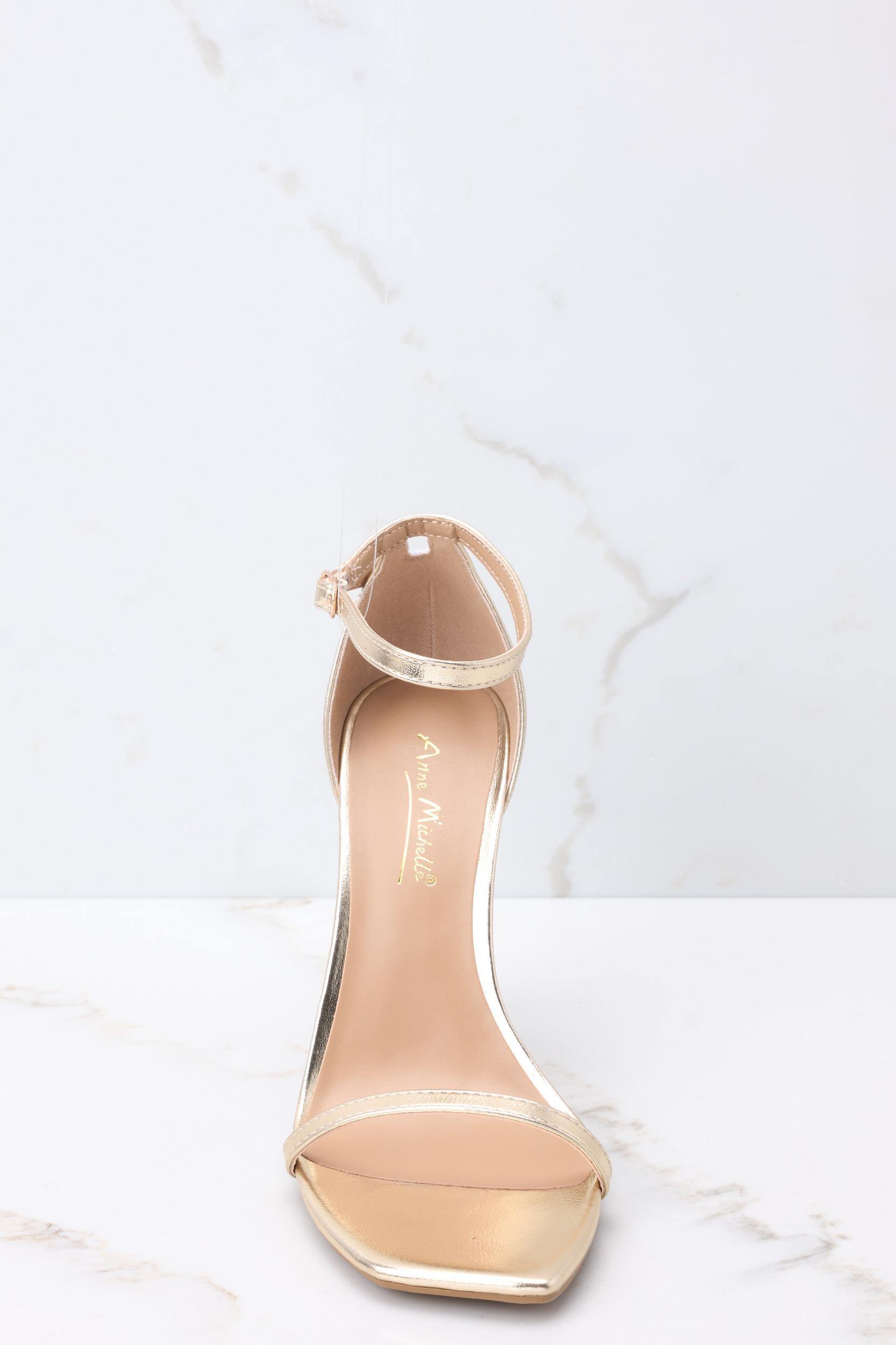 Walking Away Gold Ankle Strap Heels Product Image