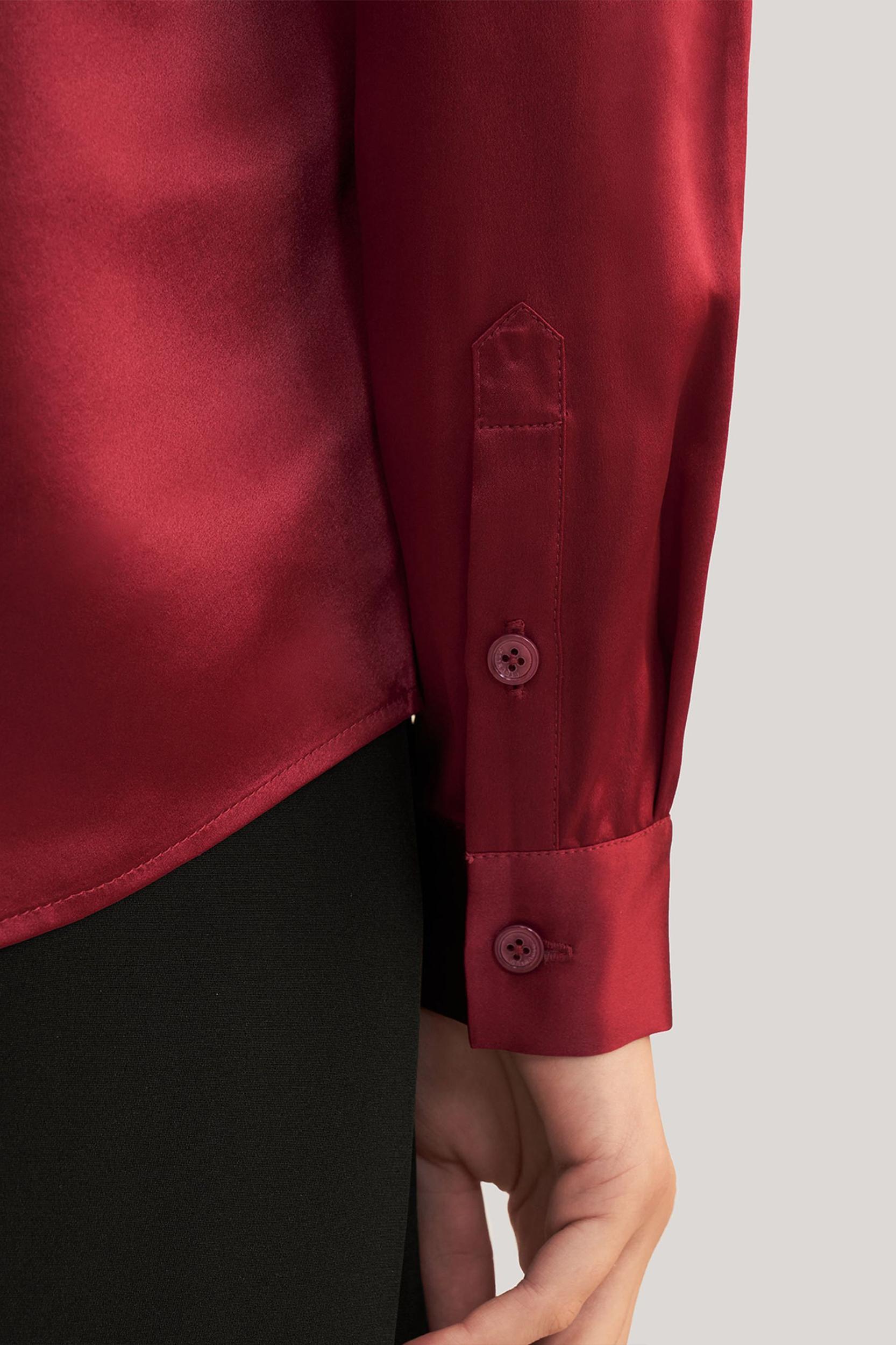 Basic Concealed Placket Silk Shirt Product Image