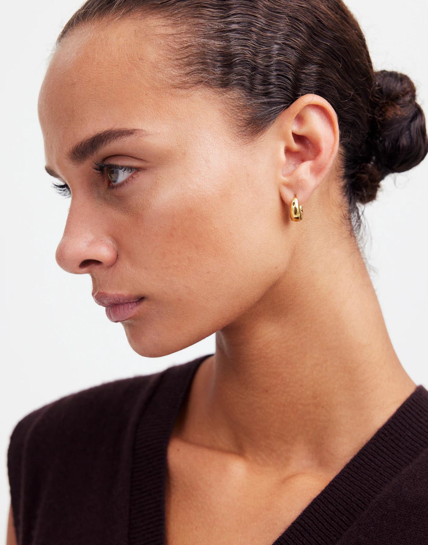 Demi-Fine Puffy Hoop Earrings Product Image