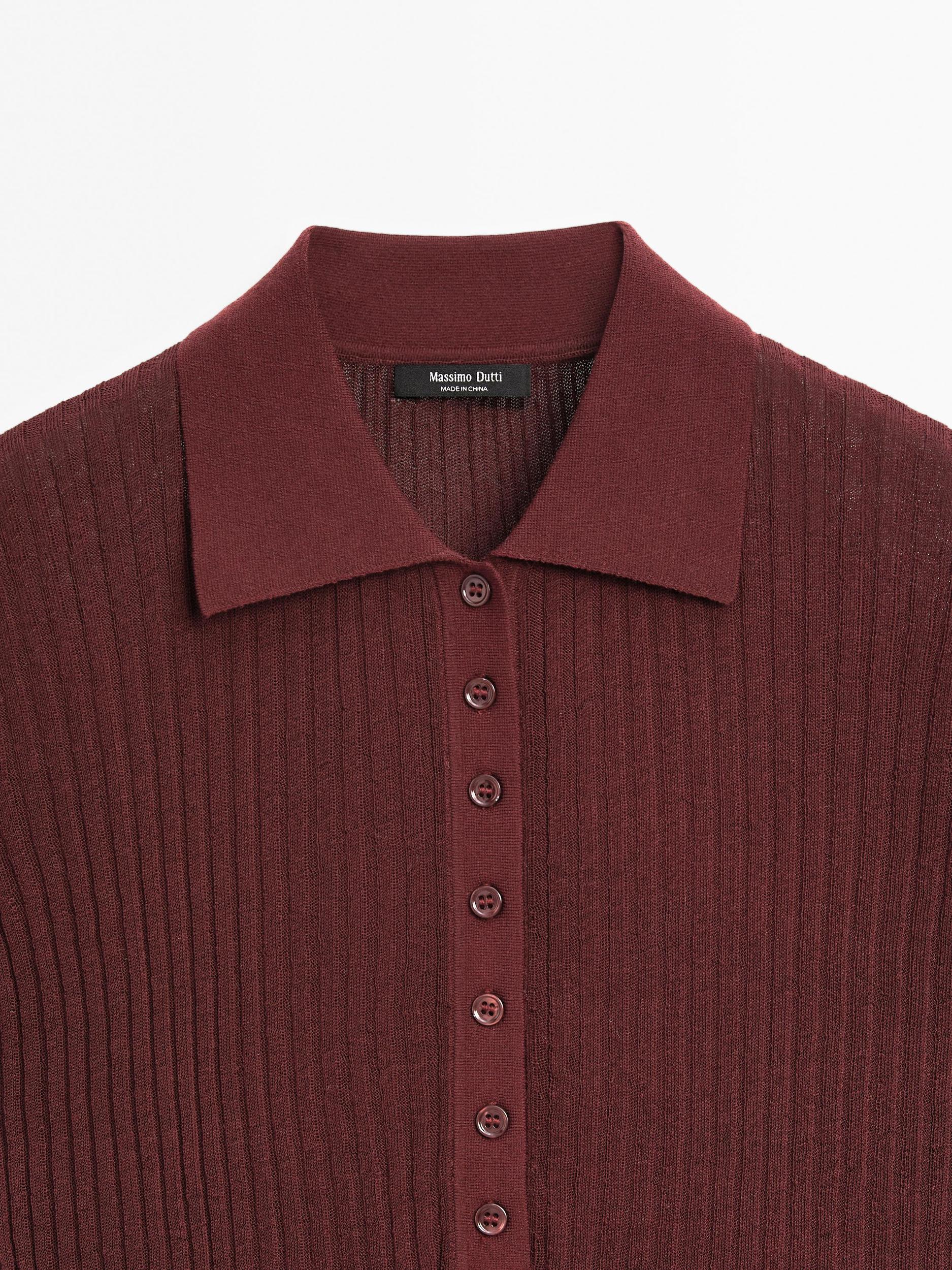 Knit cotton blend polo sweater Product Image