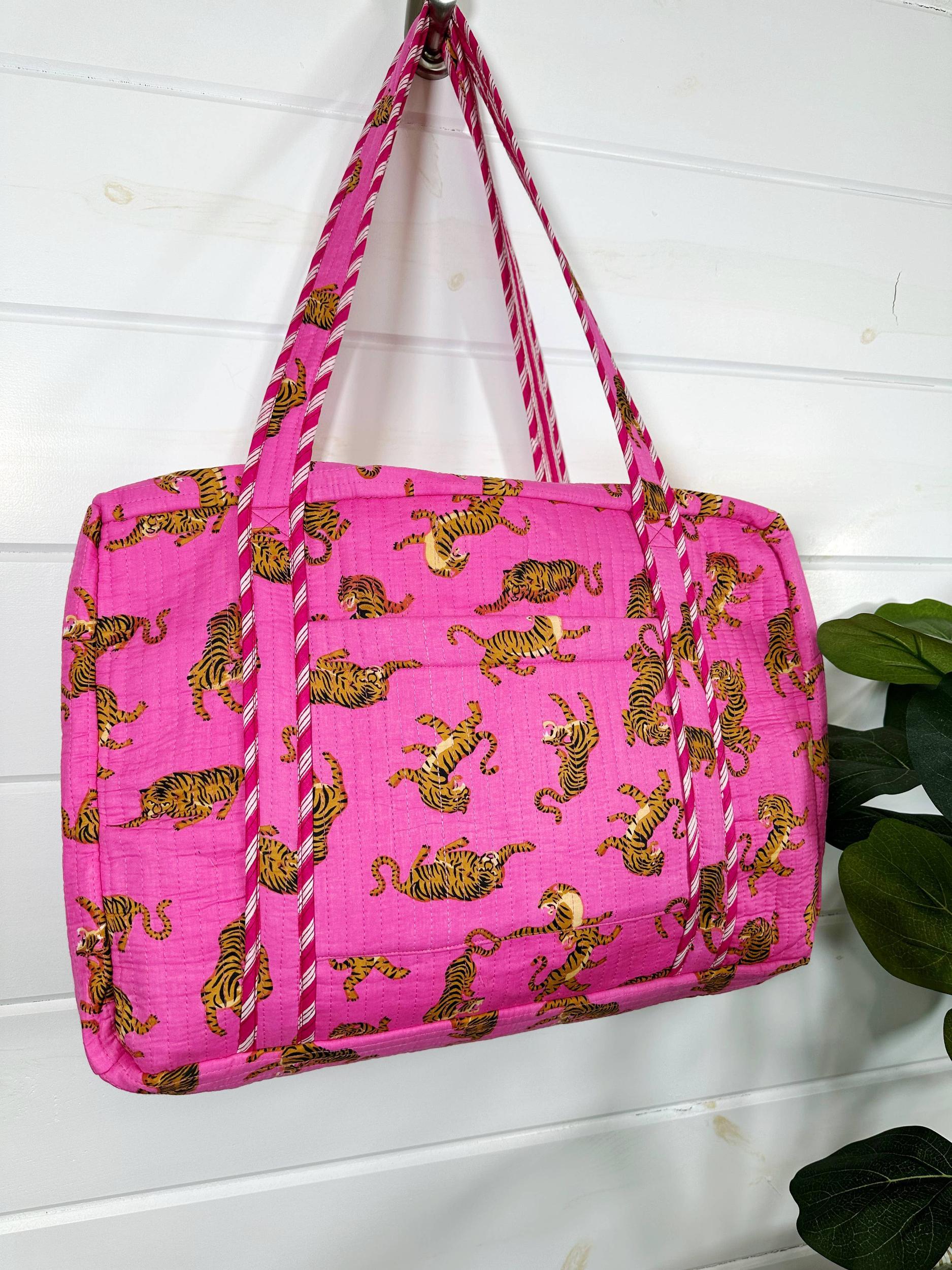 Blue and Tomato Striped Tiger Cosmetic Bag Product Image