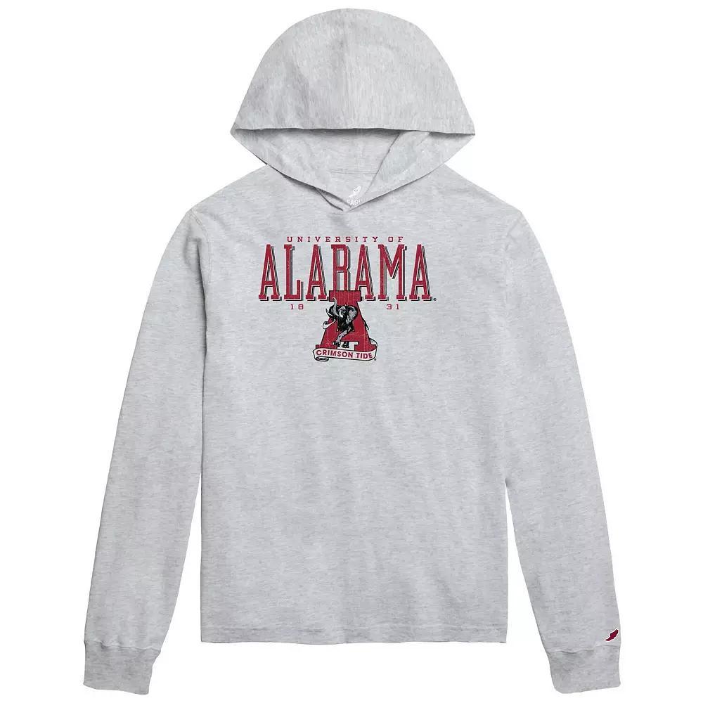 Men's League Collegiate Wear Ash Alabama Crimson Tide Team Stack Tumble Long Sleeve Hooded T-Shirt, Size: XL, Black Product Image