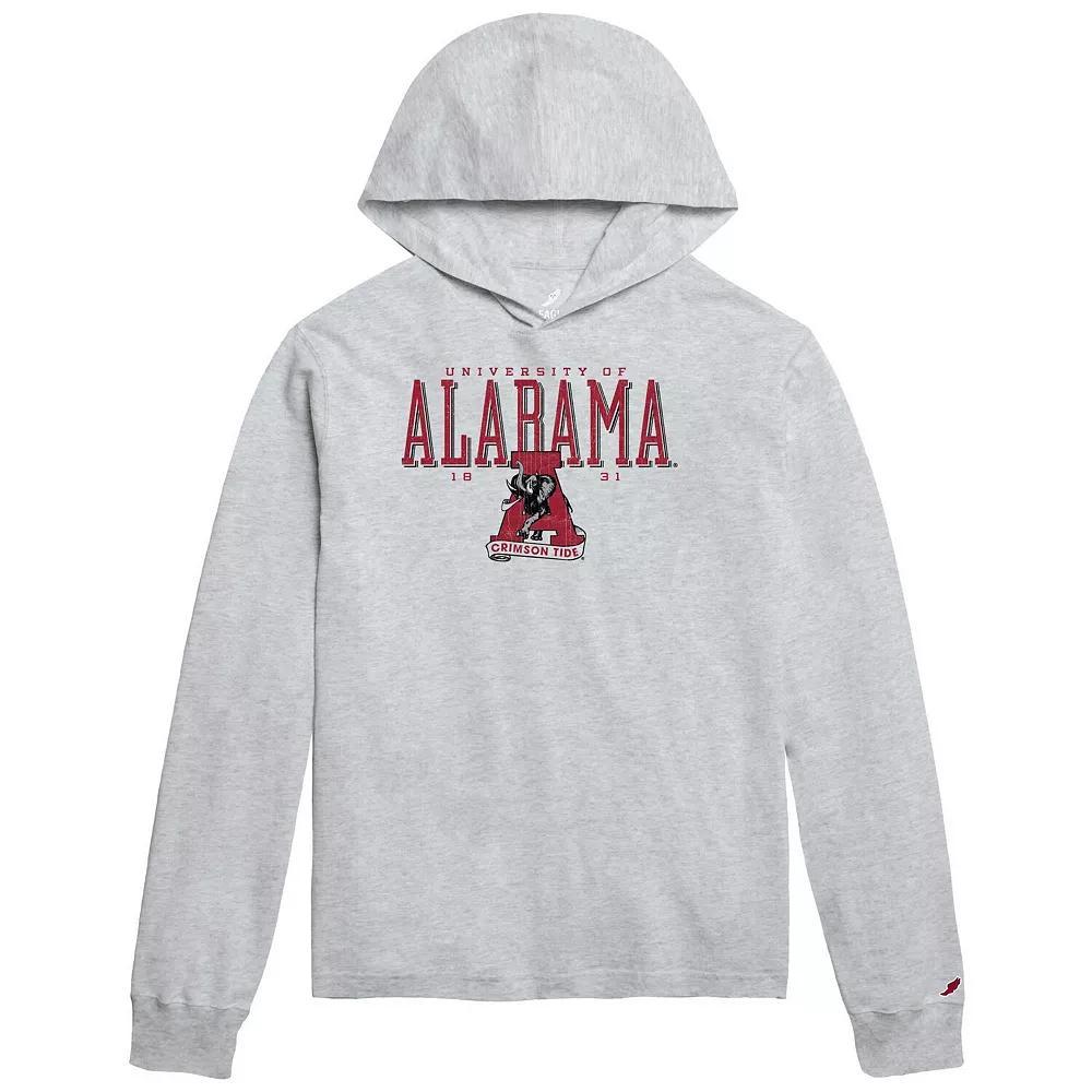 Men's League Collegiate Wear Ash Alabama Crimson Tide Team Stack Tumble Long Sleeve Hooded T-Shirt, Size: XL, Black Product Image
