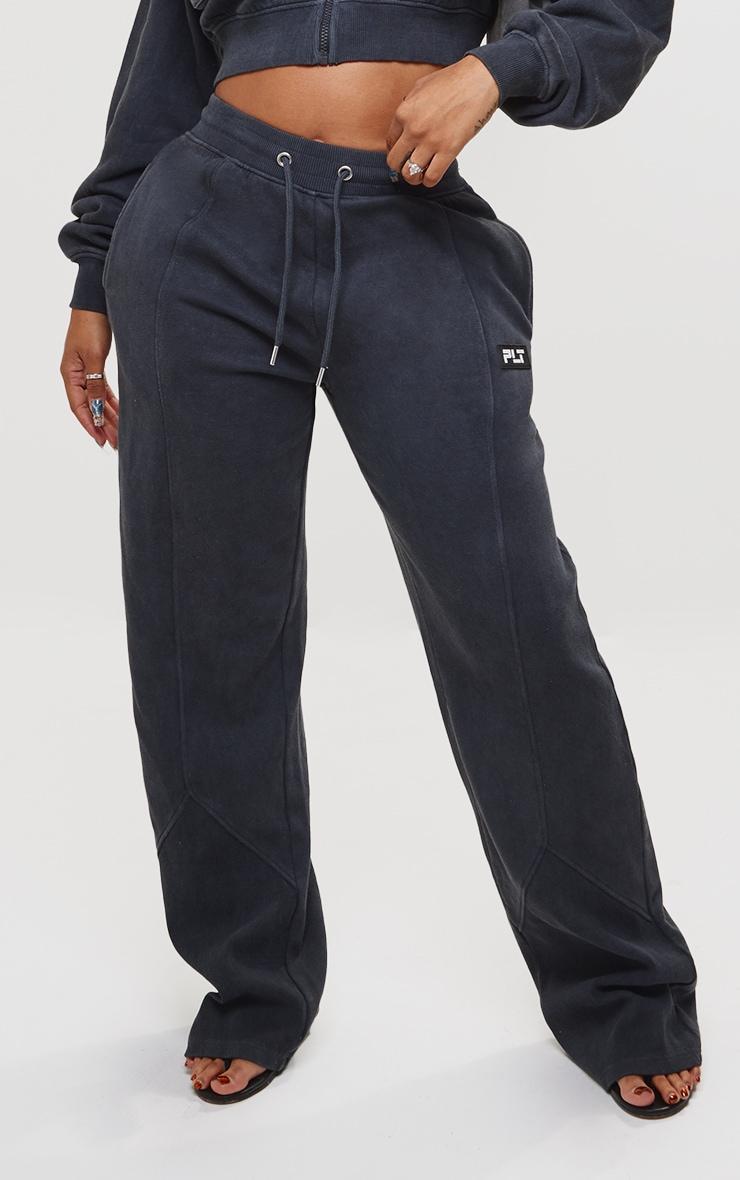 PRETTYLITTLETHING Shape Washed Charcoal Wide Leg Sweatpants Product Image