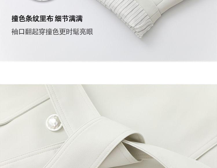 Lapel Collar Plain Sashed Double-Breasted Trench Coat (Various Designs) Product Image