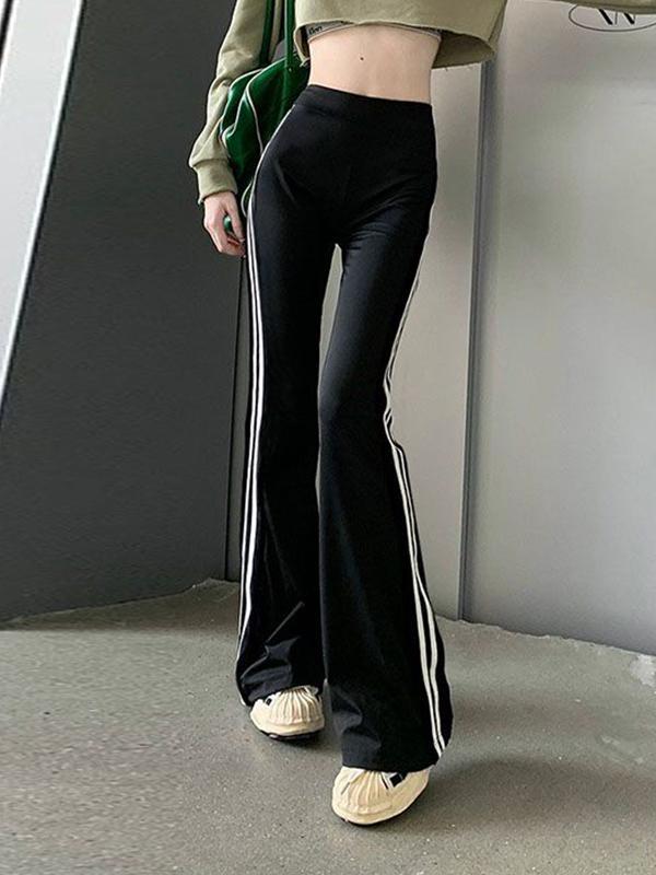Piping Detail High Rise Flare Leg Pants Product Image