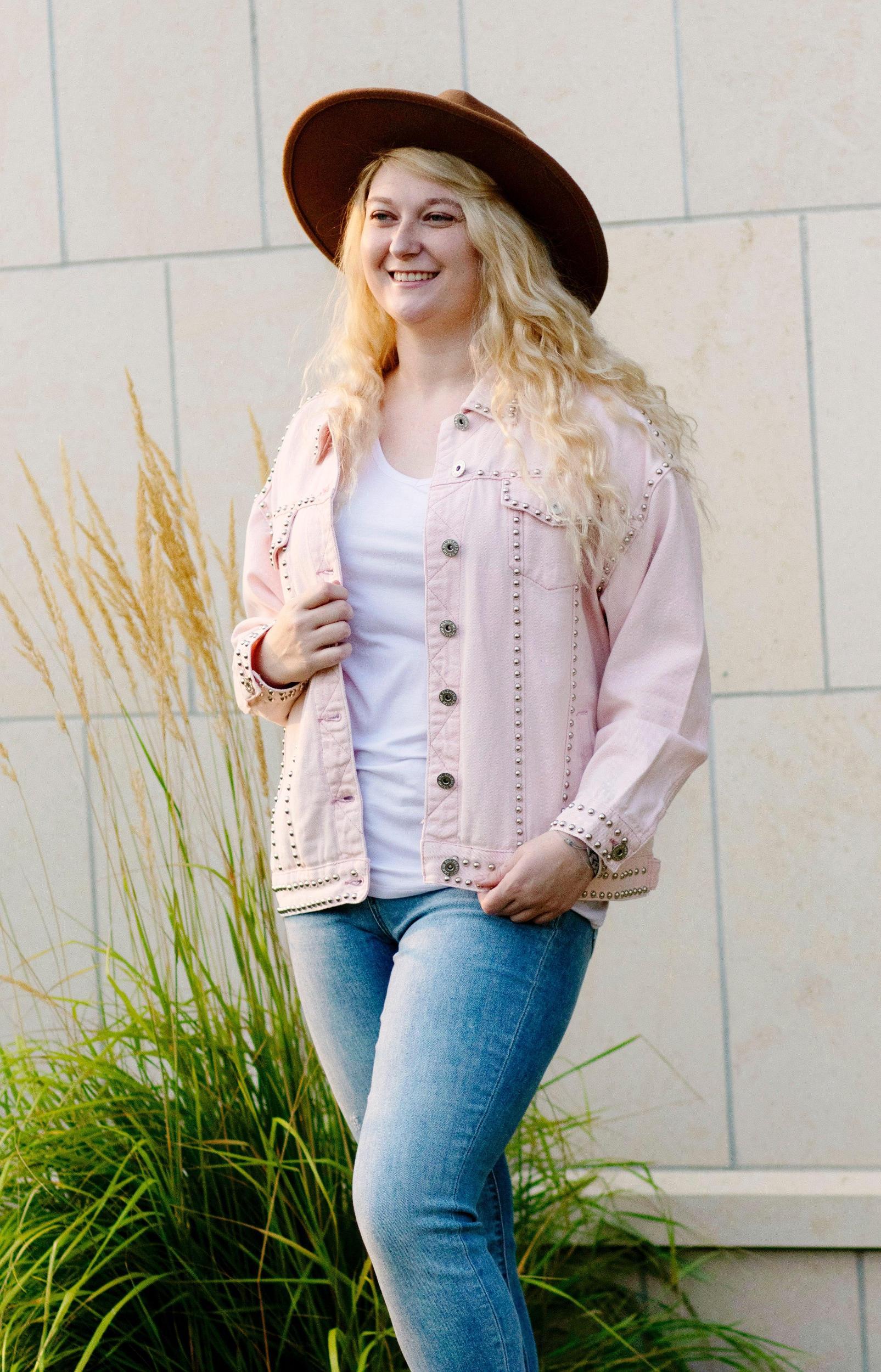 1137   Trudy Denim Studded Jacket Product Image