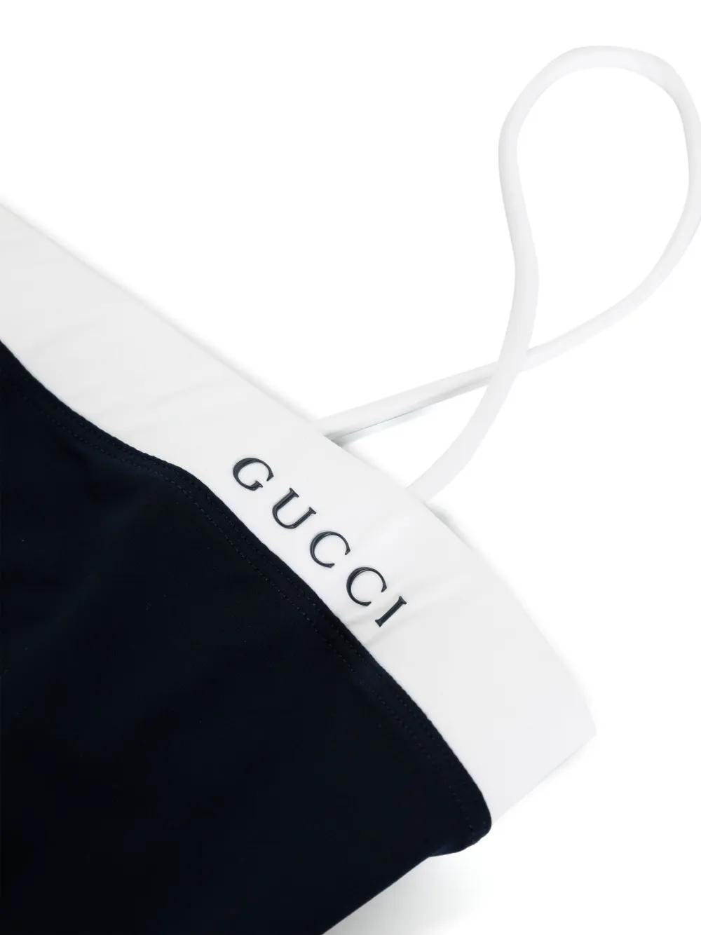logo-lettering colourblock swimsuit Product Image