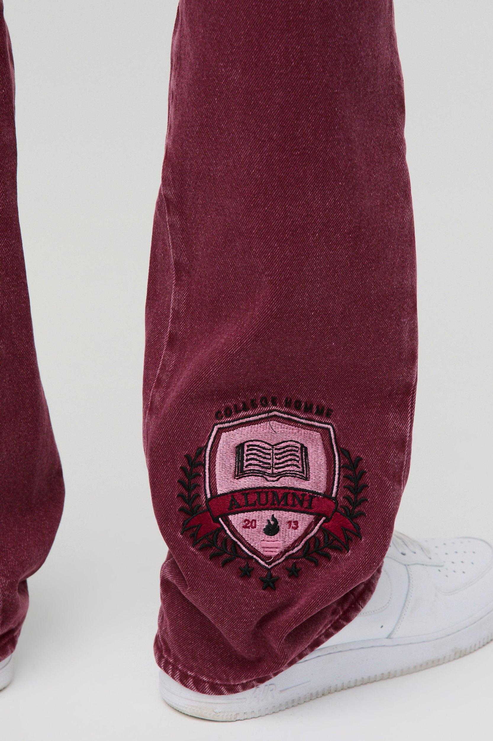 Slim Flared Applique Badge Washed Gusset Jeans | boohooMAN USA Product Image