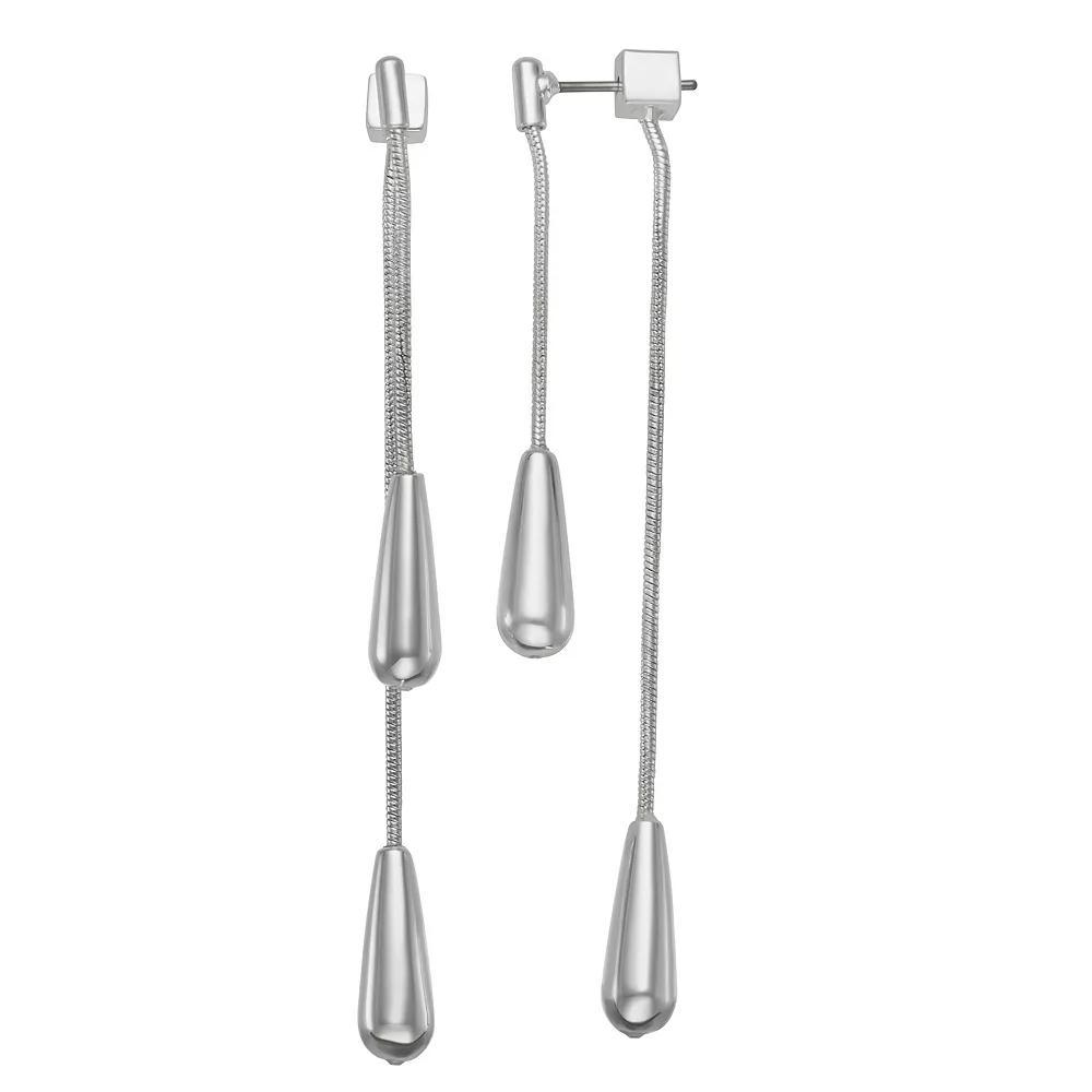 Nine West Silver Tone Front Back Earrings, Womens Product Image