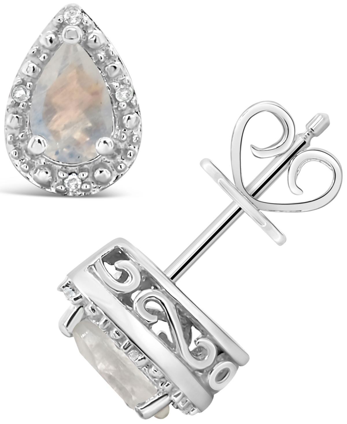 Celebration Gems Sterling Silver Pear Shaped Genuine Amethyst Diamond Accent Stud Earrings, Women's, Blue Topaz Product Image