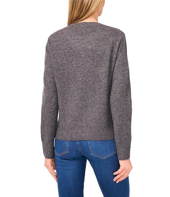 CeCe Knit Round Neck Long Sleeve Bow Sweater Product Image