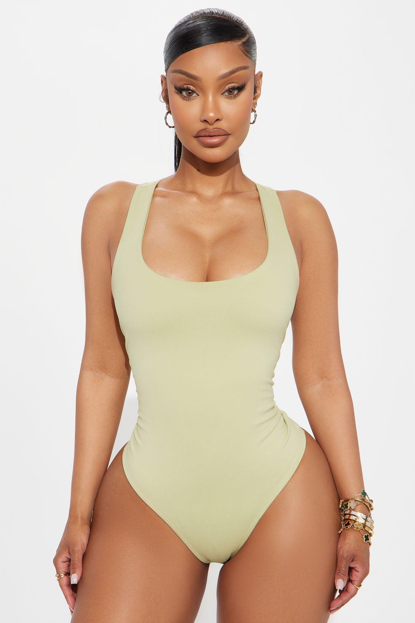 Sarafiena Double Lined Scoop Neck Bodysuit - Sage Product Image