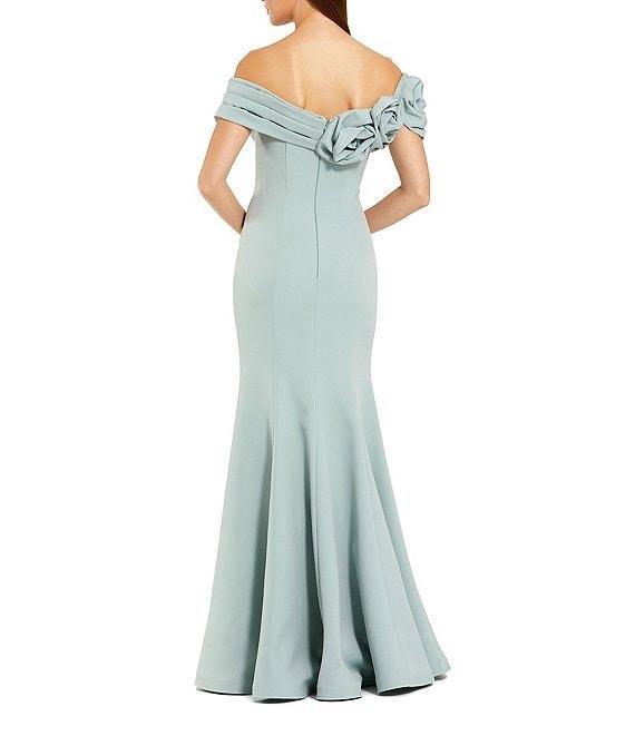 Mac Duggal Crepe Off-The-Shoulder 3D FLoral Mermaid Gown Product Image