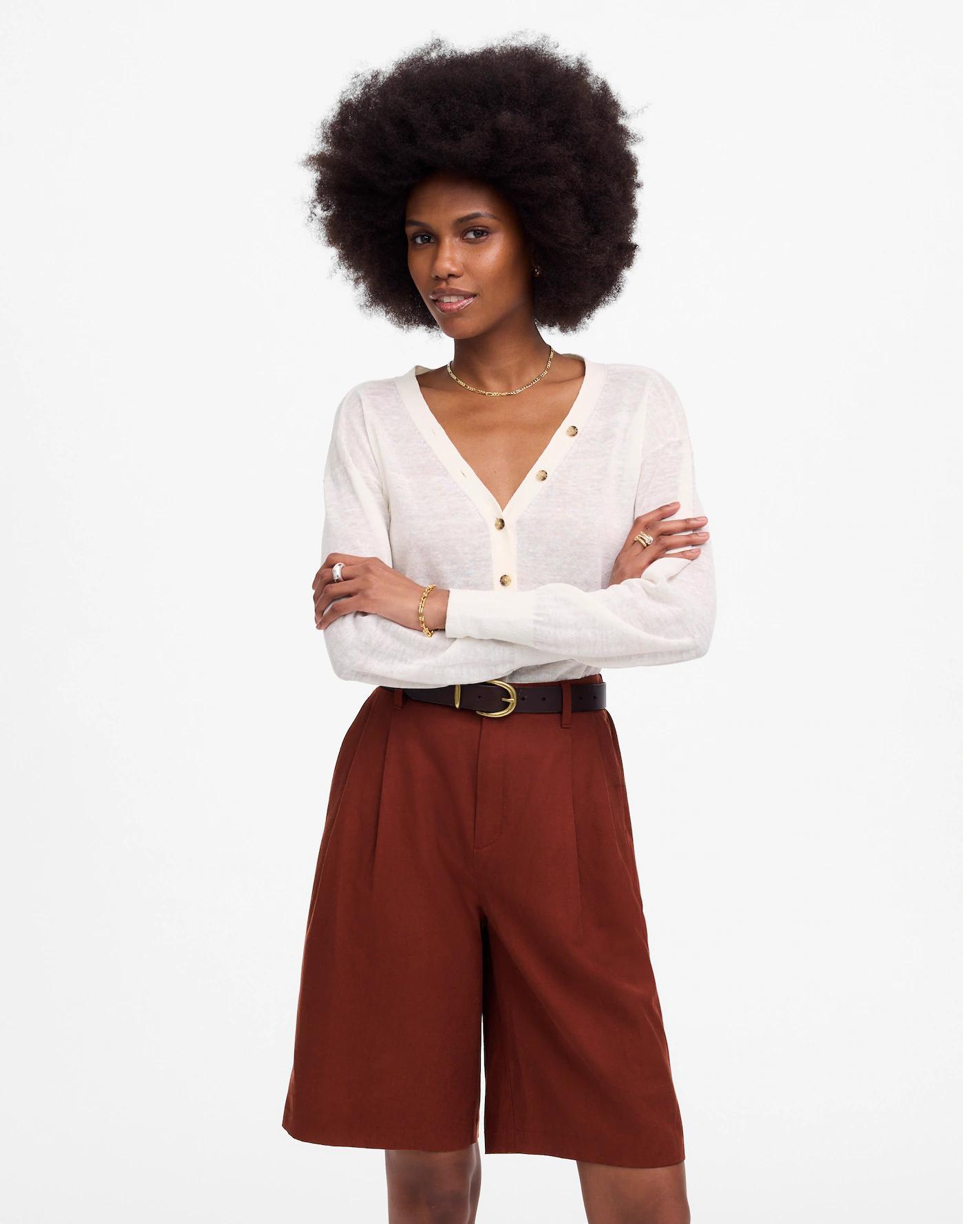 Relaxed Pleated Trouser Shorts in Drapey Twill Product Image