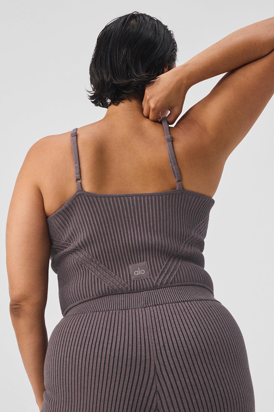 Denim Knit Garter Tank - Raisinette/Black Product Image