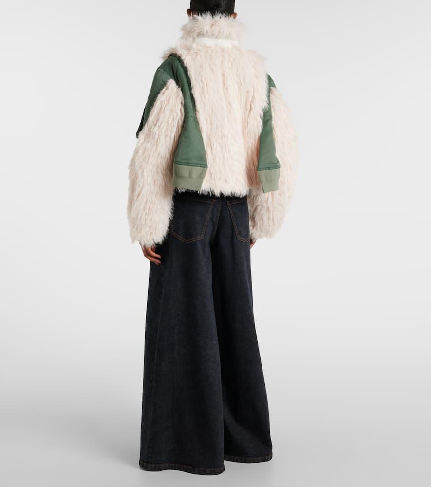 SACAI Faux Fur Paneled Bomber Jacket In Green Product Image