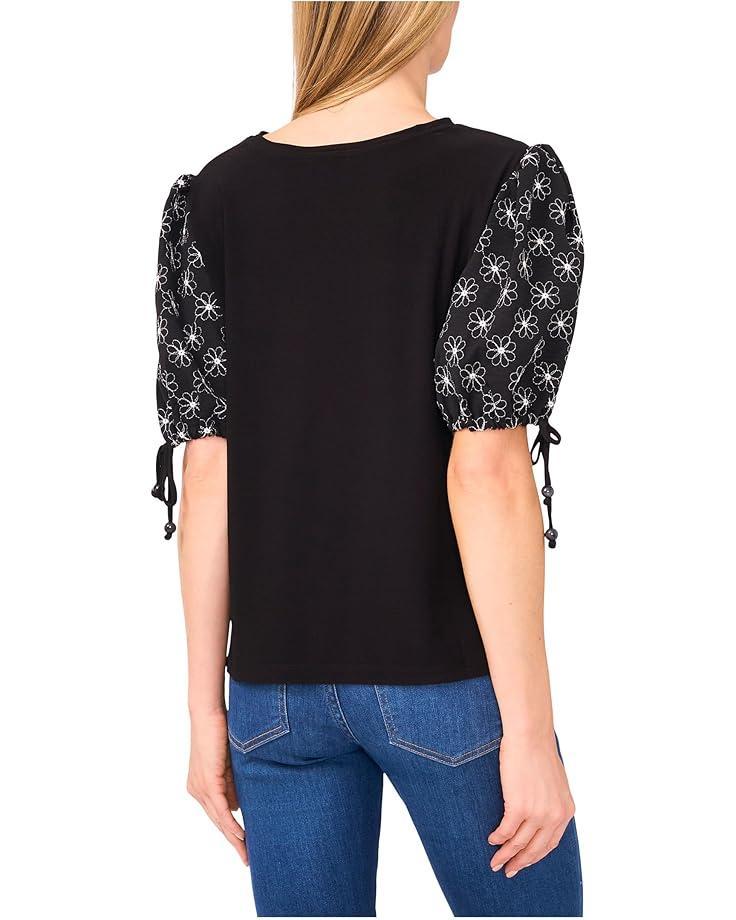 Mixed Media Tie Sleeve Top Product Image