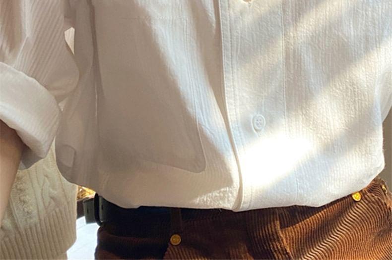 Long-Sleeve Plain Pocket Detail Shirt Product Image
