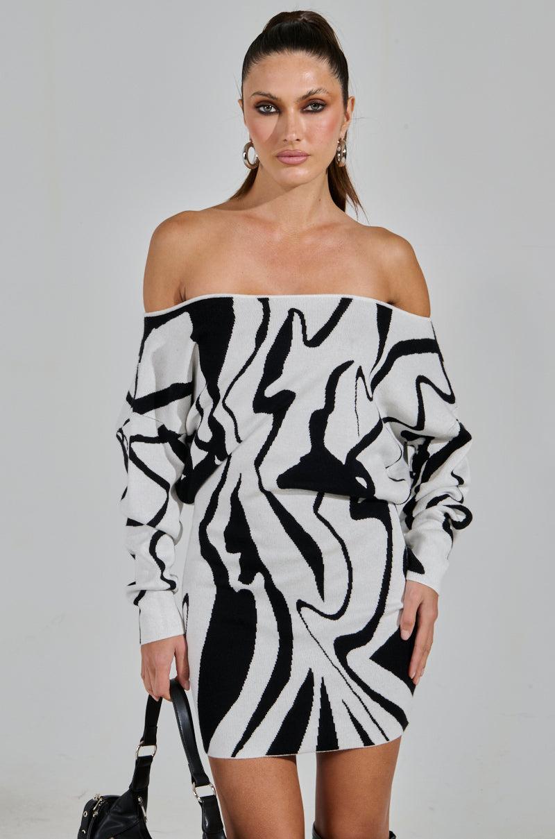 LYDIA KNIT PRINTED MINI DRESS Product Image