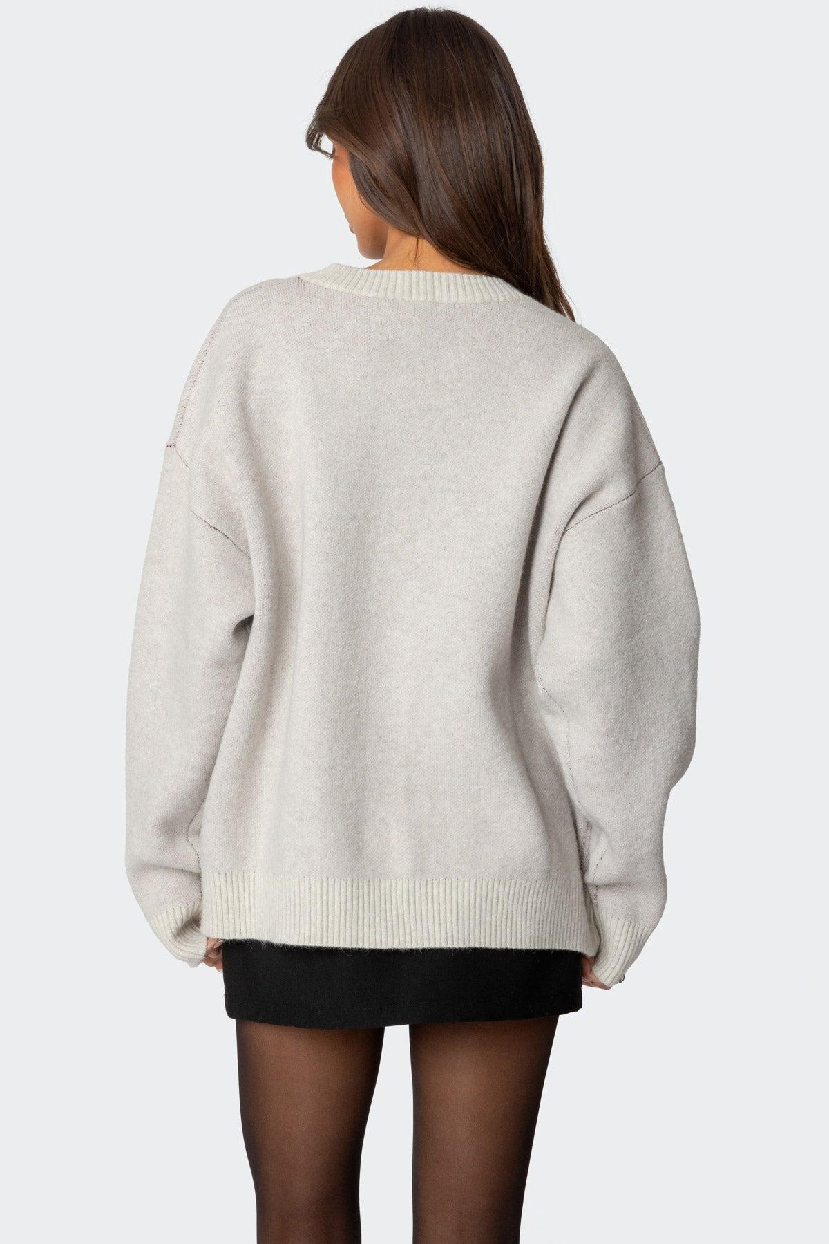 Cherry 3 Oversized V Neck Sweater Product Image