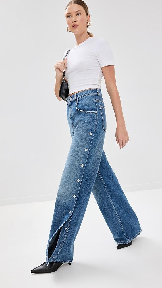 Stella McCartney Snap Blue Denim Loose Jeans | Shopbop Product Image