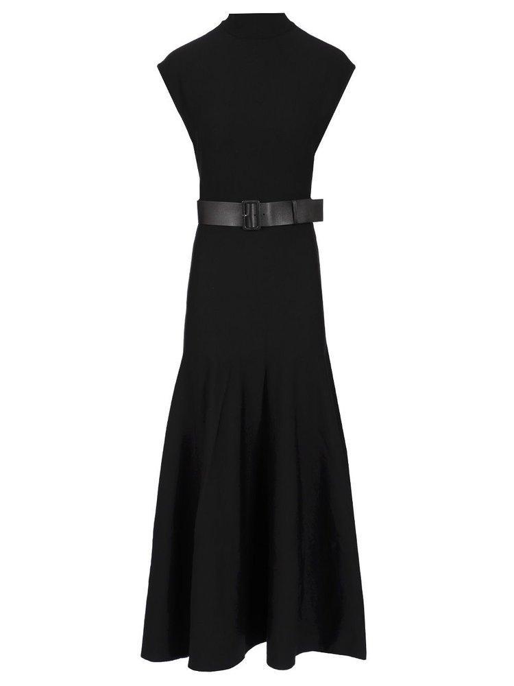 ALAÏA Belted Sleeveless Maxi Dress In Black Product Image